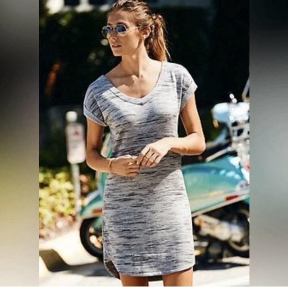 ATHLETA Energy Cozy Lounge Dress Heather Gray Sz Small Soft Knit Cozy Tee Dress